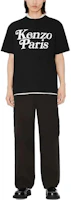Shop KENZO Black Crew Neck T-Shirt with Letter Print Design. FE55TS1914SY-99J
