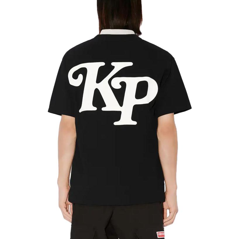 Purchase 겐조 블랙 크루넥 티셔츠 레터 프린트 디자인. FE55TS1914SY-99J