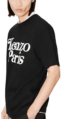 겐조 블랙 크루넥 티셔츠 레터 프린트 디자인. FE55TS1914SY-99J Cheap 겐조 블랙 크루넥 티셔츠 레터 프린트 디자인. FE55TS1914SY-99J