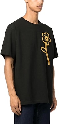 겐조 블랙 반팔 크루넥 티셔츠 레터 프린트. FD65TS1144SI-99 4