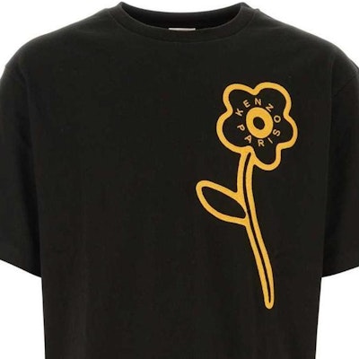 겐조 블랙 반팔 크루넥 티셔츠 레터 프린트. FD65TS1144SI-99 5