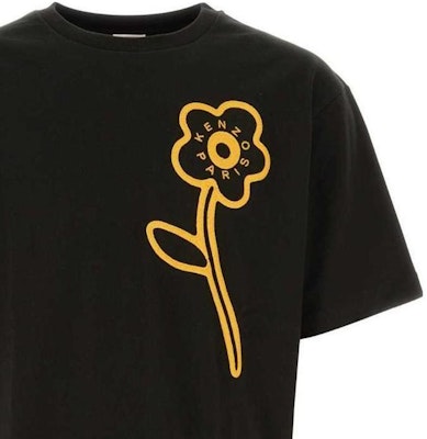 겐조 블랙 반팔 크루넥 티셔츠 레터 프린트. FD65TS1144SI-99 6