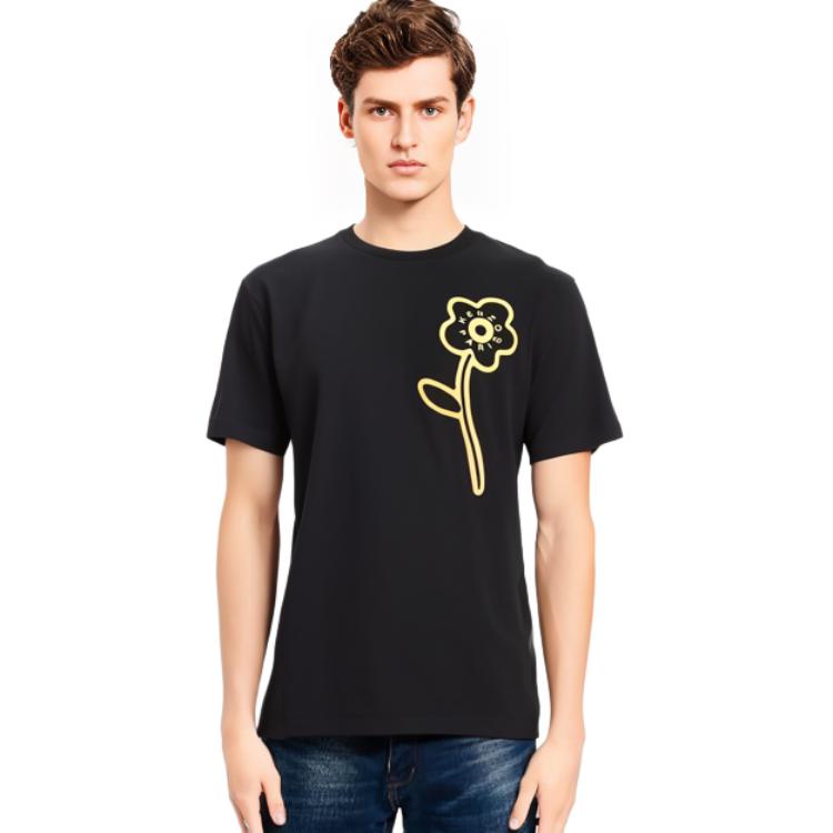 Purchase 겐조 블랙 반팔 크루넥 티셔츠 레터 프린트. FD65TS1144SI-99