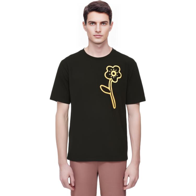 Details for 겐조 블랙 반팔 크루넥 티셔츠 레터 프린트. FD65TS1144SI-99