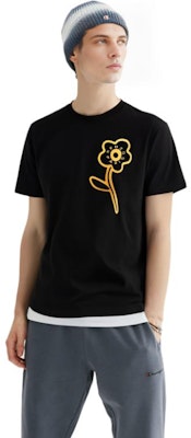 겐조 블랙 반팔 크루넥 티셔츠 레터 프린트. FD65TS1144SI-99 Cheap 겐조 블랙 반팔 크루넥 티셔츠 레터 프린트. FD65TS1144SI-99