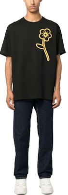 겐조 블랙 반팔 크루넥 티셔츠 레터 프린트. FD65TS1144SI-99 2