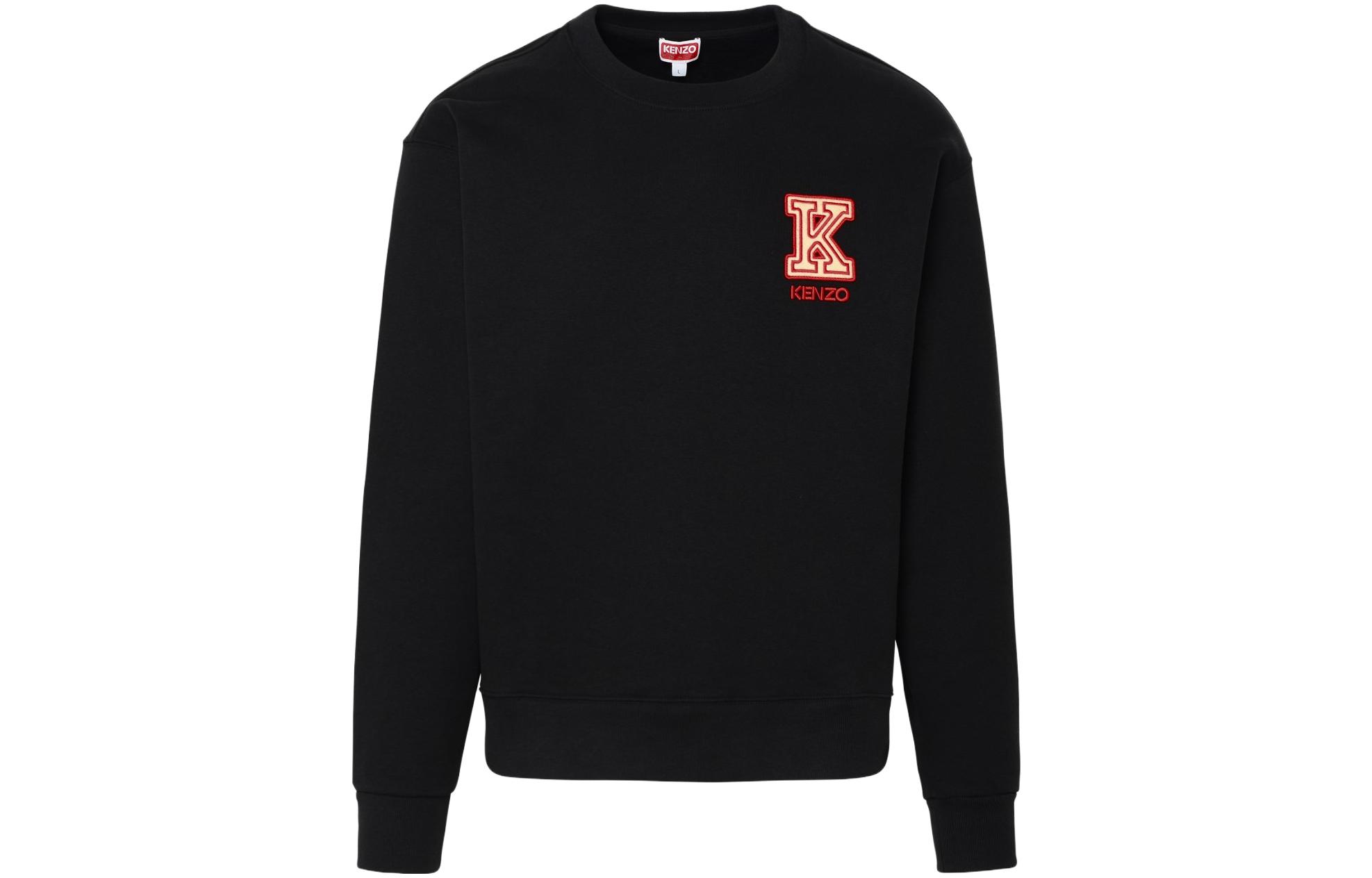 KENZO  Black Crewneck Sweatshirt with Embroidered Lettering. FD65SW0114ME-99J