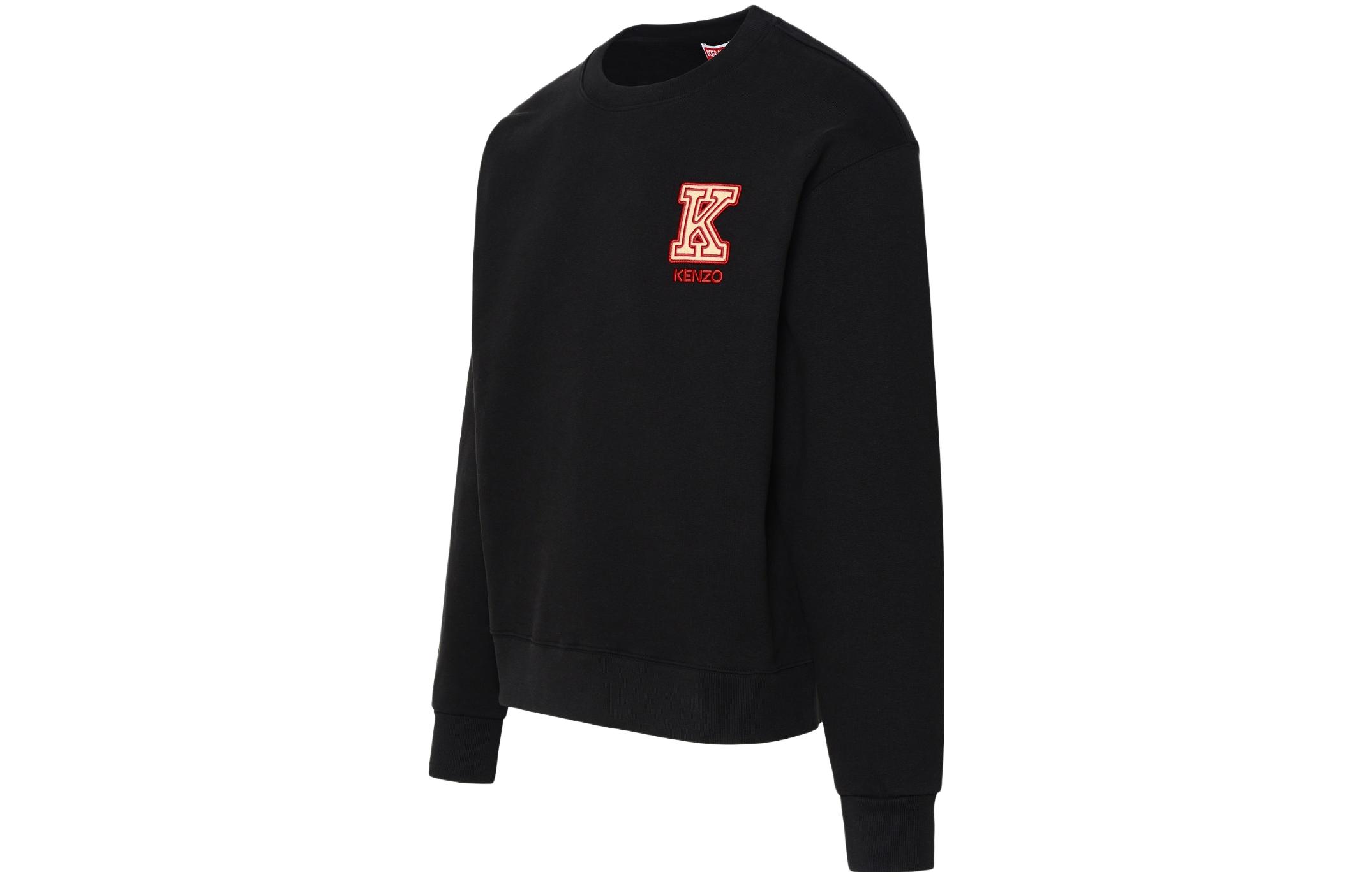 Shop KENZO Sudadera Negra Cuello Redondo con Letras Bordadas. FD65SW0114ME-99J