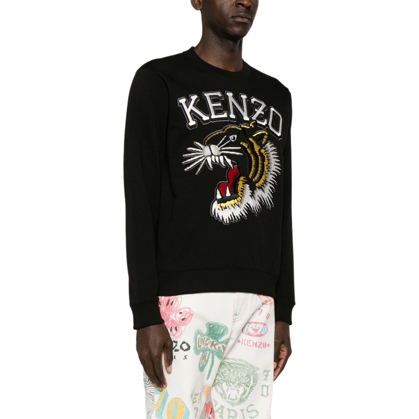 Purchase KENZO 黑色圓領衛衣，簡約標誌設計與羅紋下擺。 FE55SW1844MF-99J