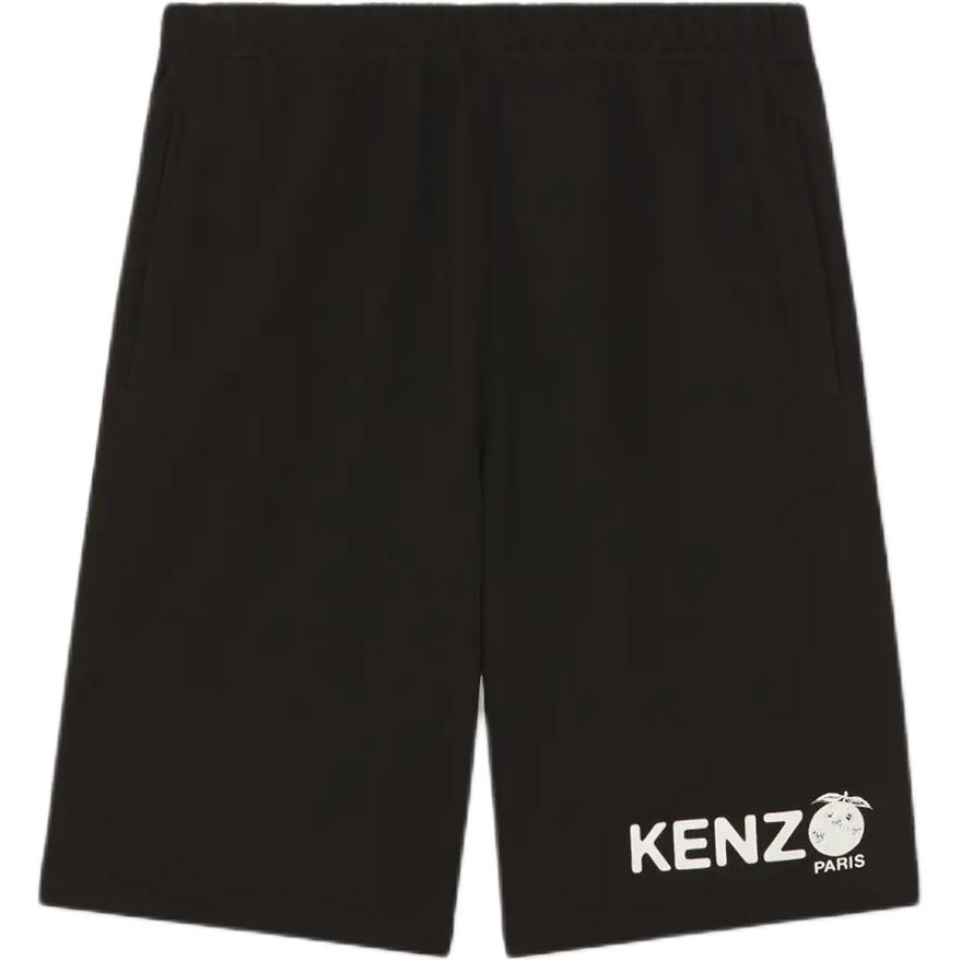 KENZO  Black Elastic Waist Letter Print Casual Shorts. FE55PA8084MG-99J