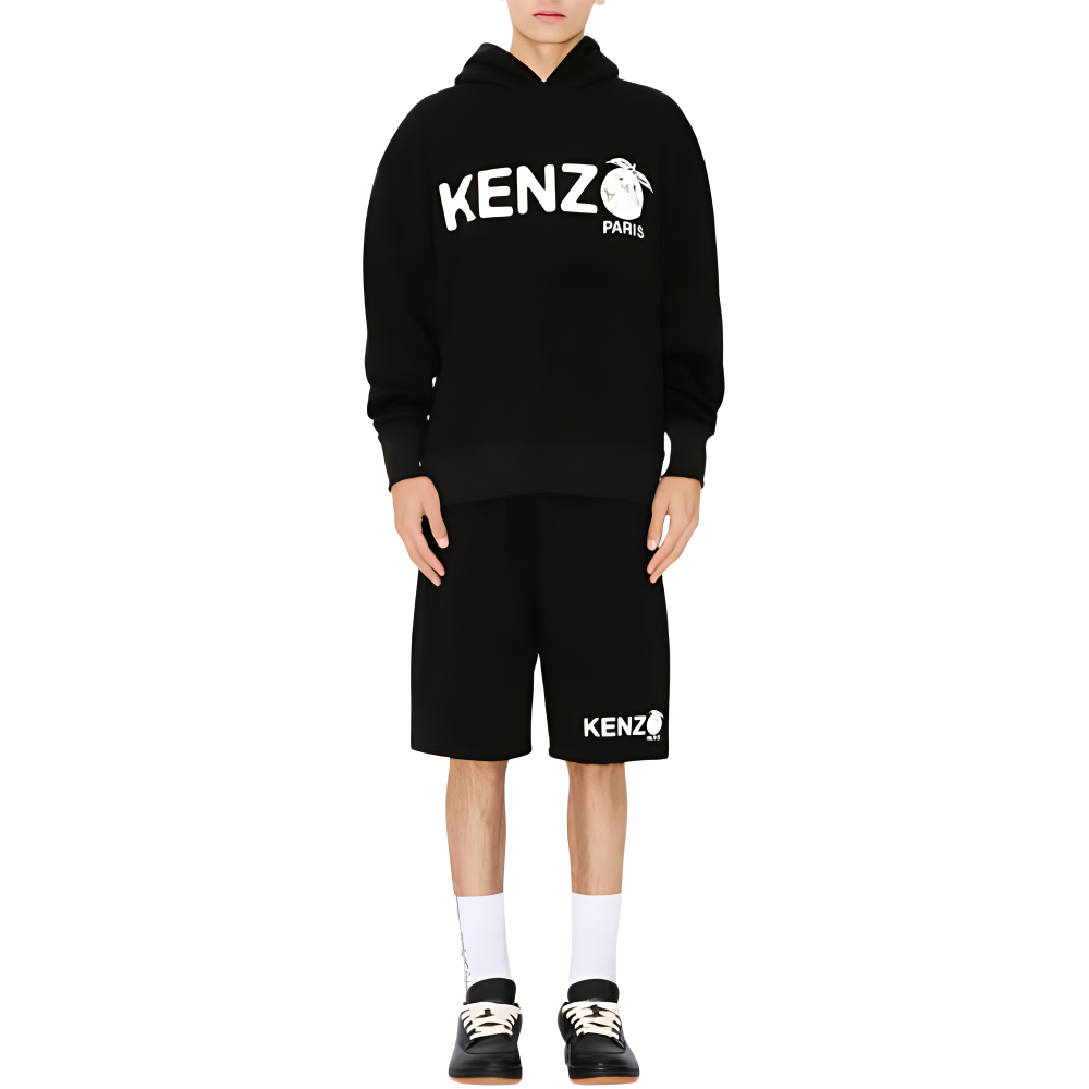 Shop KENZO  Black Elastic Waist Letter Print Casual Shorts. FE55PA8084MG-99J