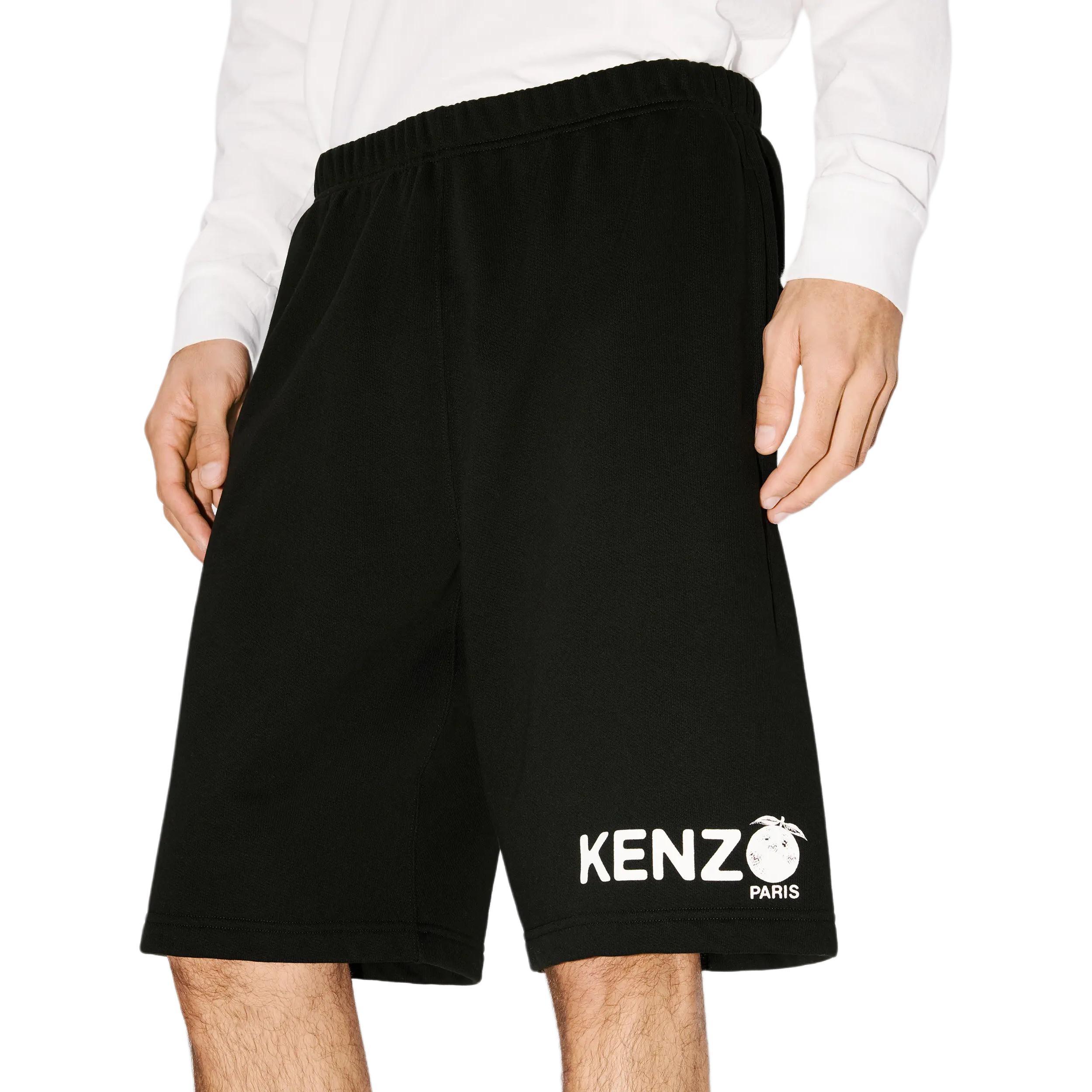 Cheap KENZO  Black Elastic Waist Letter Print Casual Shorts. FE55PA8084MG-99J