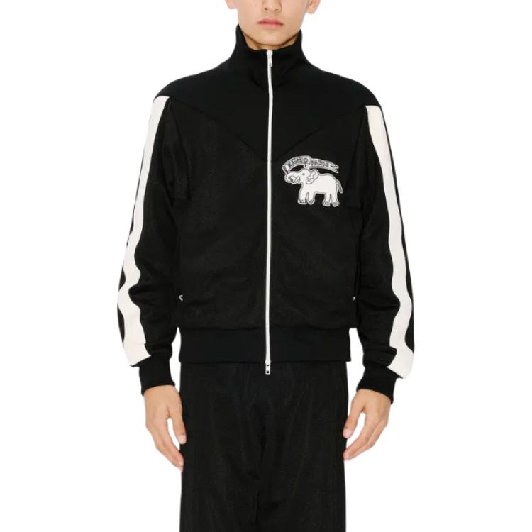 KENZO  Black Elephant Flag Zip-Up Track Jacket with Stand Collar. FE55SW1804IE-99J 圖 5