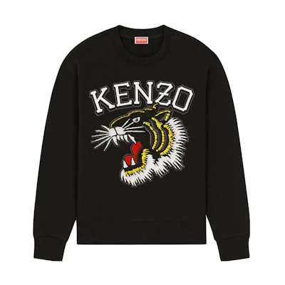 KENZO Black Embroidered Animal Crewneck Sweatshirt FD65SW0494MF-99J