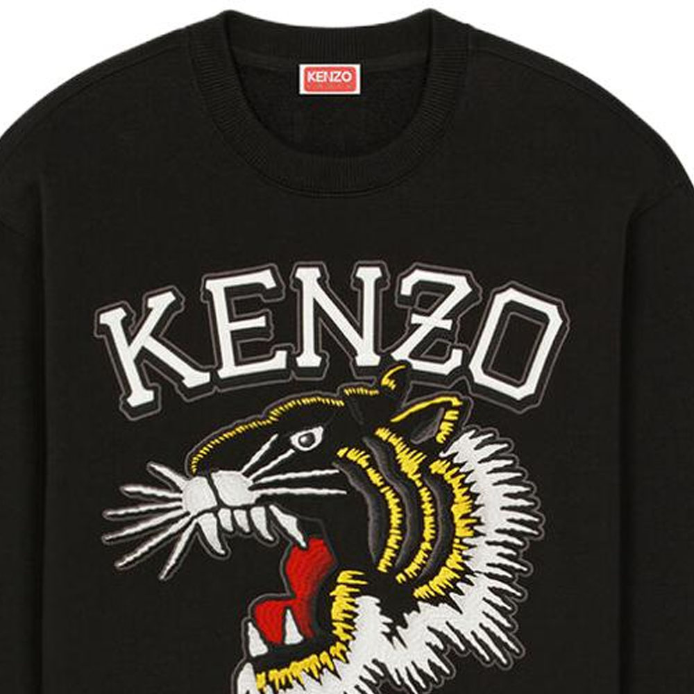 Cheap KENZO 黑色動物刺繡圓領長袖上衣 FD65SW0494MF-99J