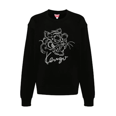 KENZO Black Embroidered Animal Sweatshirt Pullover. FE65SW2184MG-99