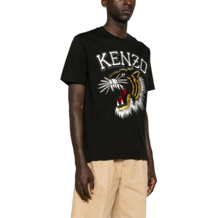 Purchase KENZO  Black Embroidered Crew Neck T-Shirt FE55TS1874SG-99J