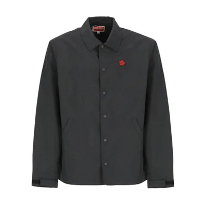 KENZO Black Floral Patch Single-Breasted Long Sleeve Jacket FE65BL0619NT-99