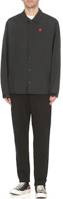 KENZO 黑色花卉贴布单排扣长袖外套 FE65BL0619NT-99 Shop KENZO 黑色花卉贴布单排扣长袖外套 FE65BL0619NT-99