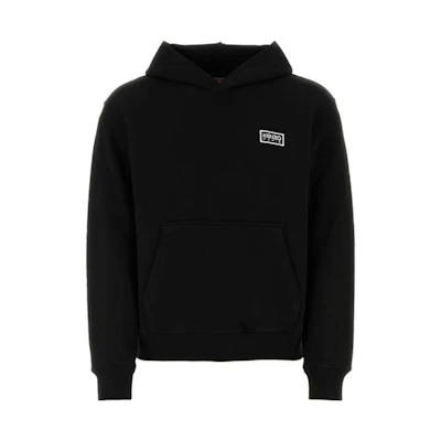 KENZO Black Hoodie Sweatshirt with Logo Print. FE55SW1824MG-99