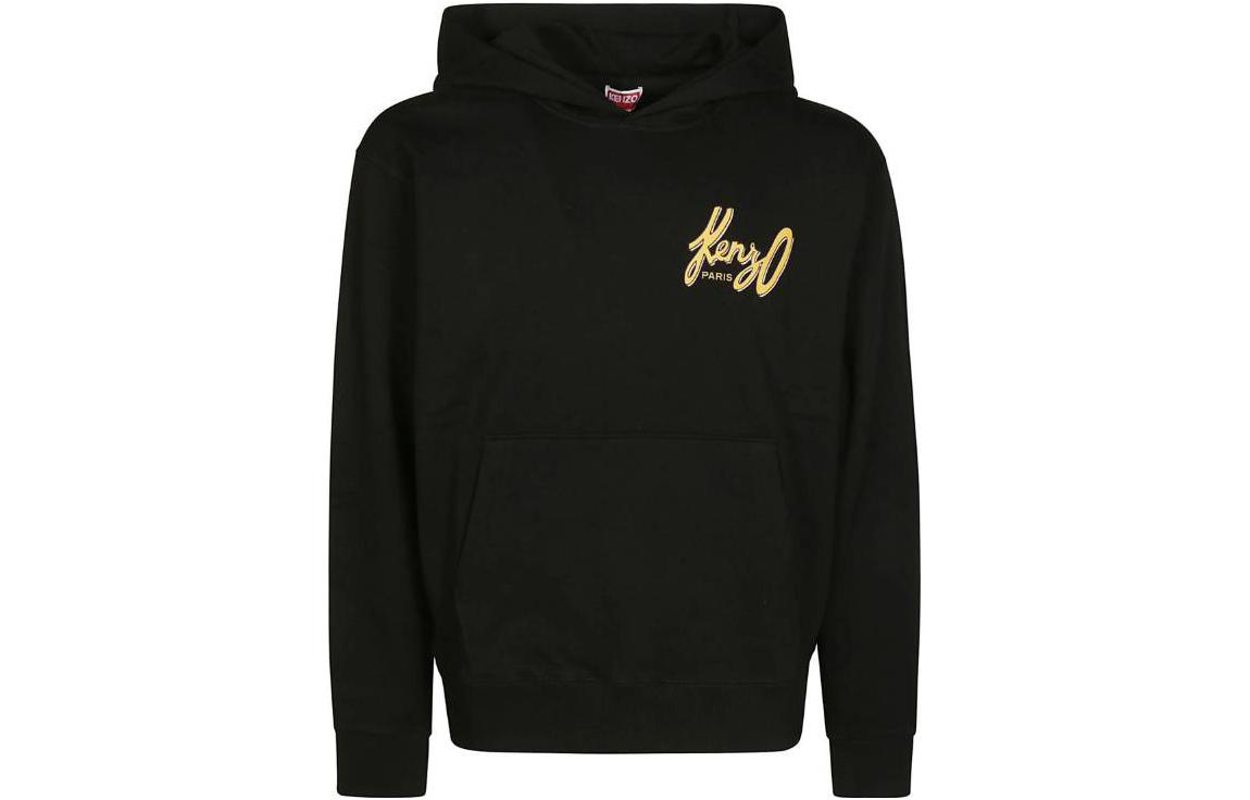 KENZO  Black Hoodie with Logo Lettering Print. FD65SW0874MFA0699J
