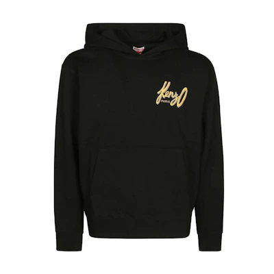 KENZO Black Hoodie with Logo Lettering Print. FD65SW0874MFA0699J