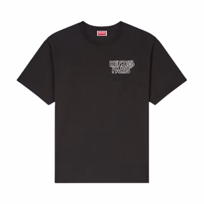 KENZO Black Letter Print Crewneck Loose Fit T-Shirt SS24. FE65TS2984SI-99J