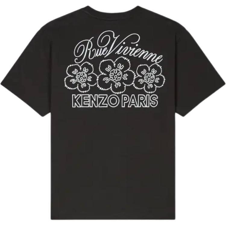 Lookbook 겐조 블랙 레터 프린트 크루넥 루즈핏 티셔츠 SS24. FE65TS2984SI-99J