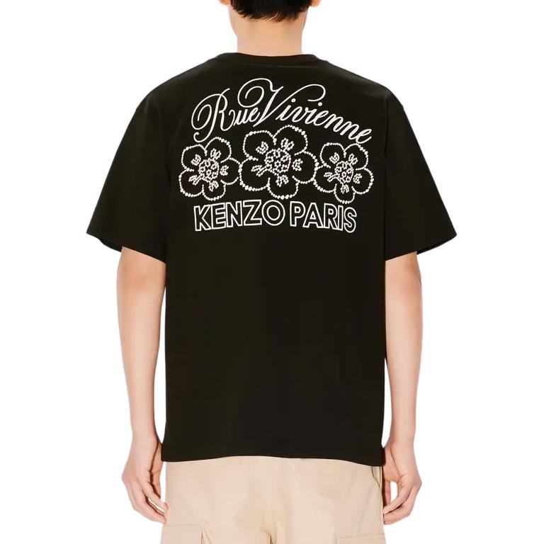 Details for 겐조 블랙 레터 프린트 크루넥 루즈핏 티셔츠 SS24. FE65TS2984SI-99J