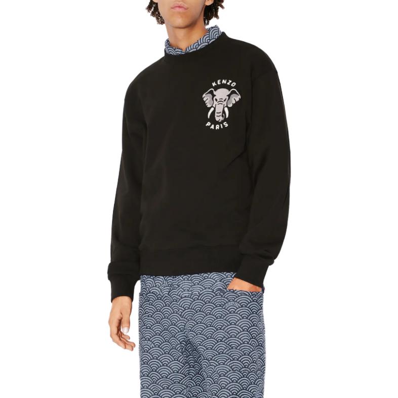 Details for KENZO 黑色標誌圖案長袖圓領衫 FE55SW1874MF-99