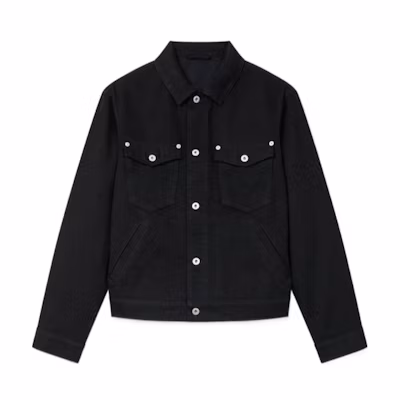 KENZO Black Long-Sleeve Jacket with Logo Print and Button Closure. FE65DV3016C1-BM