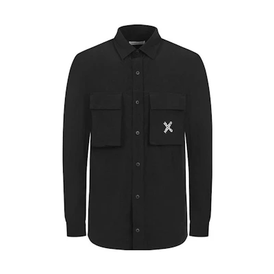 KENZO Black Long-Sleeve Polo Shirt with Logo Print. FA65CH5209CO-99