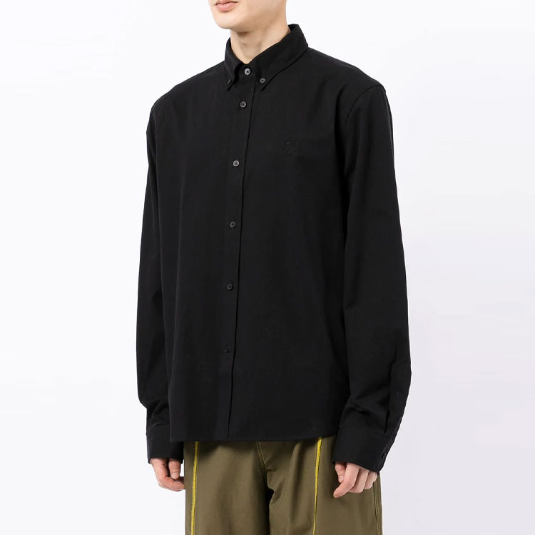 Shop KENZO Kemeja Lengan Panjang Hitam dengan Logo. FB65CH4001LH-99