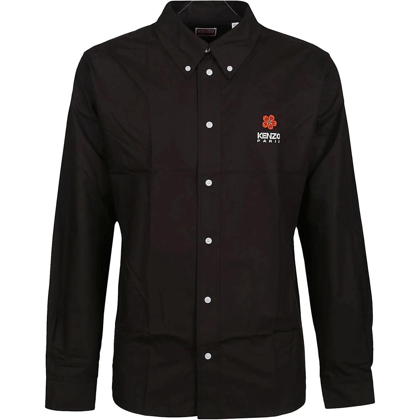 KENZO  Black Long Sleeve Shirt with Floral Logo and Buttons. FD55CH4109LH-99J
