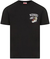 KENZO 블랙 루즈핏 로고 자수 크루 넥 티셔츠. FE55TS1864SG-99J Order KENZO 블랙 루즈핏 로고 자수 크루 넥 티셔츠. FE55TS1864SG-99J
