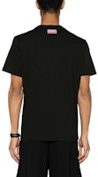 KENZO 블랙 루즈핏 로고 자수 크루 넥 티셔츠. FE55TS1864SG-99J Shop KENZO 블랙 루즈핏 로고 자수 크루 넥 티셔츠. FE55TS1864SG-99J