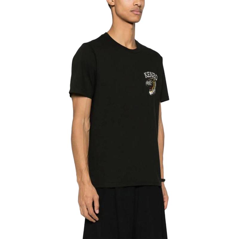 Purchase Camiseta Negra Kenzo Holgada Cuello Redondo con Bordado de Logo. FE55TS1864SG-99J