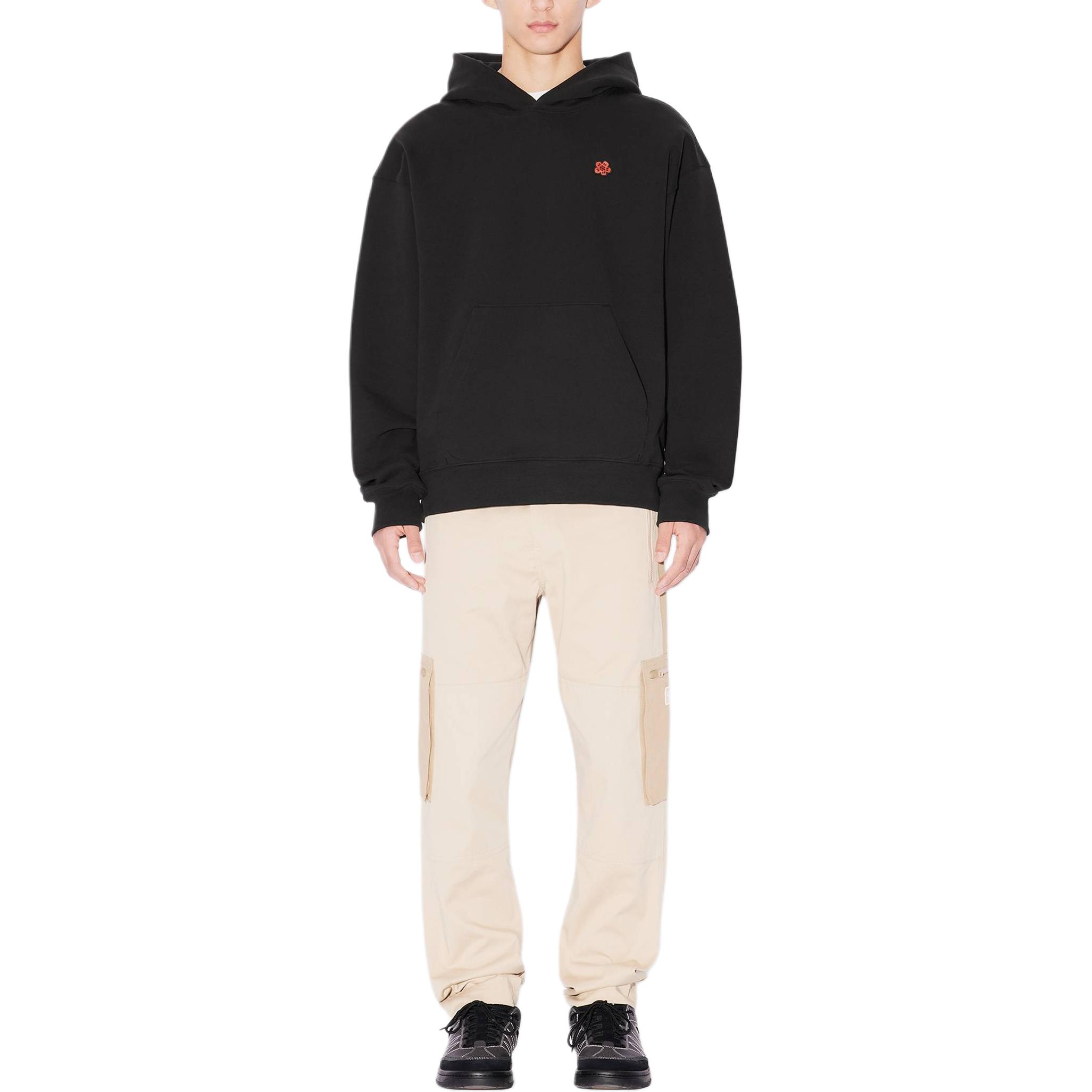 Shop KENZO  Black Oversized Pullover Hoodie FE65SW2274MT-99