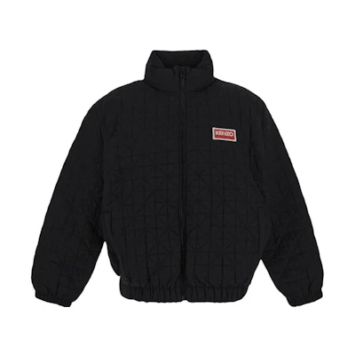 KENZO Black Puffer Jacket with Logo Print and High-Neck Zipper Design FD65OU1389NN-99