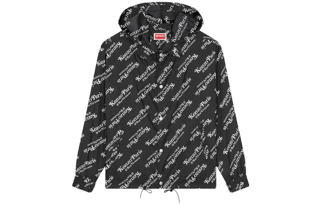 Order KENZO  Black Short Logo Print Hooded Jacket. FE55BL1639NU-99