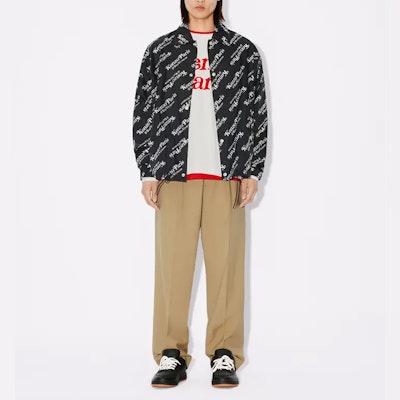 KENZO Black Short Logo Print Hooded Jacket. FE55BL1639NU-99 Shop KENZO Black Short Logo Print Hooded Jacket. FE55BL1639NU-99