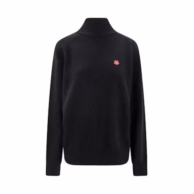 KENZO Black Solid Color Turtleneck Pullover Sweater FD65PU4283LC99J