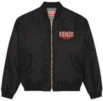 KENZO Black Solid Letter Slim Fit Baseball Collar Jacket. FD65BL1279OC99 KENZO Black Solid Letter Slim Fit Baseball Collar Jacket. FD65BL1279OC99