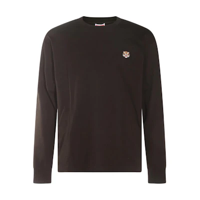 KENZO Black Solid Logo Crewneck Long-Sleeve Sweatshirt FE55TS1994SG-99