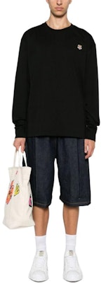 KENZO Baju Peluh Hitam Logo Solid Lengan Panjang Crewneck FE55TS1994SG-99 Purchase KENZO Baju Peluh Hitam Logo Solid Lengan Panjang Crewneck FE55TS1994SG-99