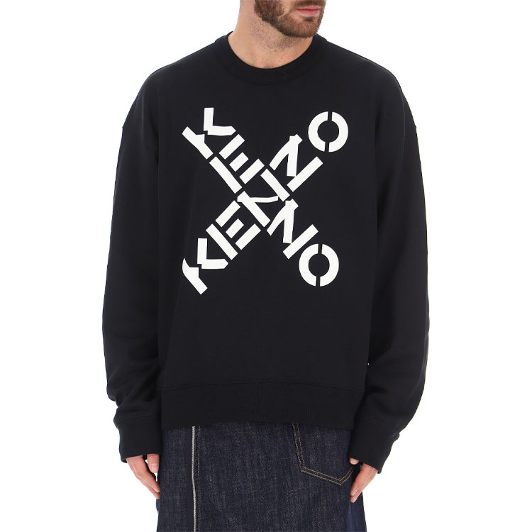 Shop KENZO Sweatshirt Hitam dengan Logo Panah Terbaru. 5SW5214MS-99