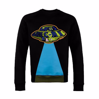 KENZO Black UFO Embroidered Crewneck Long Sleeve Pullover Sweatshirt F565SW0964MB-99