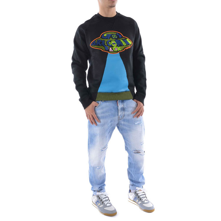 KENZO  Black UFO Embroidered Crewneck Long Sleeve Pullover Sweatshirt F565SW0964MB-99 圖 4