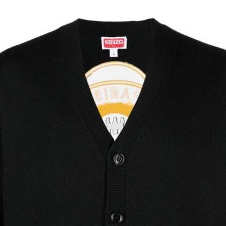 Details for 겐조 블랙 브이넥 버튼업 니트 가디건 드롭 숄더. FD65CA4163BB-99J