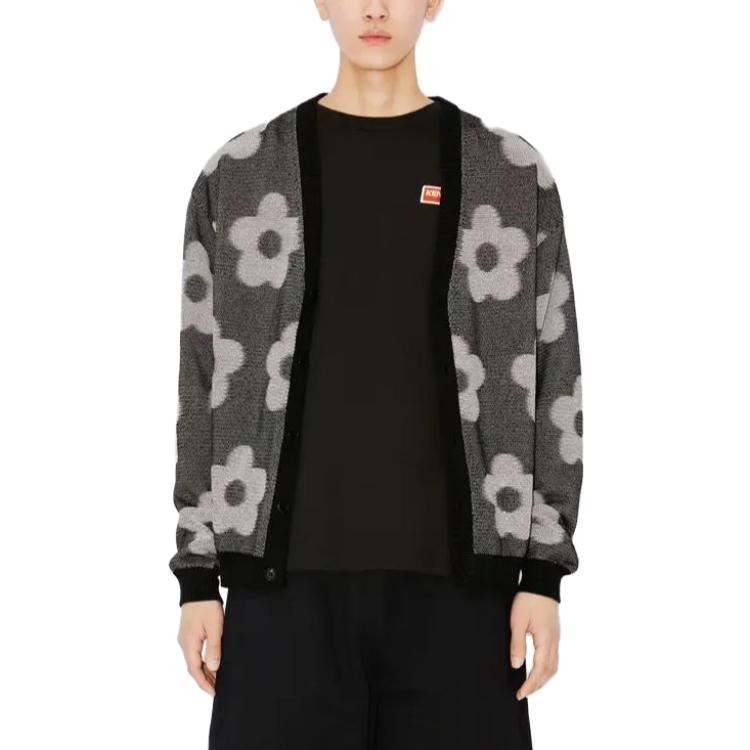 Shop 겐조 블랙 V넥 풀 프린트 니트 가디건. FD65CA4103CA-99J